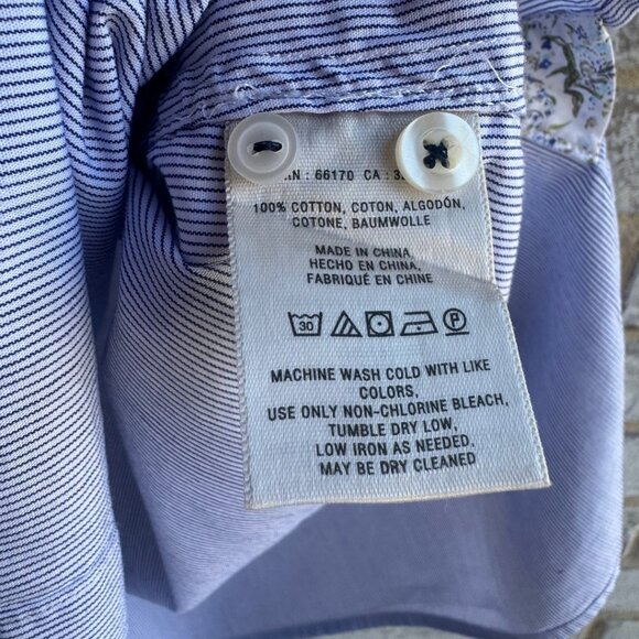 HD in Paris Short Sleeve Button Up Collared Striped Blue/White Shirt Size 0 - Picture 4 of 8